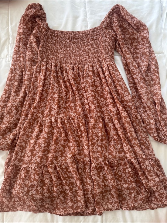 Altar'd State Dresses & Skirts - Altar'd State Rust Floral Smocked Mini Dress